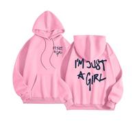 Sudaderas con capucha para mujer, diseño con texto en inglés "I'm Just A Girl", con capucha, ajuste holgado, a la moda, para adolescentes, diseño gráfico de letras, casual, de dibujos animados, Y2K
