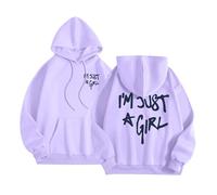 Sudaderas con capucha para mujer, diseño con texto en inglés "I'm Just A Girl", con capucha, ajuste holgado, a la moda, para adolescentes, diseño gráfico de letras, casual, de dibujos animados, Y2K