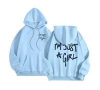 Sudaderas con capucha para mujer, diseño con texto en inglés "I'm Just A Girl", con capucha, ajuste holgado, a la moda, para adolescentes, diseño gráfico de letras, casual, de dibujos animados, Y2K