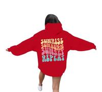 Sudaderas con capucha para mujer, diseño de amanecer, quemaduras, atardecer, repetición, casual, con diseños Workou, ajuste holgado, con gráfico de letras, lisas, Y2K, campo, otoño, divertido, rosso