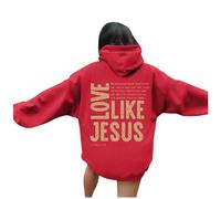 Sudaderas con capucha para mujer, diseño de amor cristiano como Jesús, con capucha, esencial, ajuste holgado, con letras gráficas, Workou Cool Faith God University Y2K Western Fall, Vino, XXL