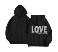 Sudaderas con capucha para mujer, diseño de amor cristiano como Jesús, manga larga, con capucha, diseño gráfico de Dios, cuello redondo, casual, a la moda, otoño, religiosa, fe, ligera, Negro, XL
