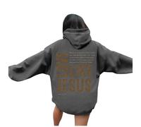 Sudaderas con capucha para mujer, diseño de anime con texto en inglés "Love Like Jesus", sudaderas con capucha y letras gráficas Y2K Preppy Cool Fall Ladies Cute Thin Cartoon University College, gris