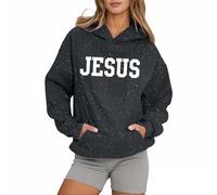 Sudaderas con capucha para mujer, diseño de Christian Jesus, con texto en inglés "I Love Jesus", ajuste holgado, con capucha, casual, a la moda, liso, religioso, fe, backwoods, otoño, gris, M