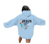 Sudaderas con capucha para mujer, diseño de Christian Jesus Loves You, con gráfico cómodo, con capucha "I Love Jesus Backwoods 2025, Essential God Pray The Lord Workou", azul, L