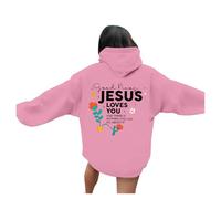 Sudaderas con capucha para mujer, diseño de Christian Jesus Loves You, con gráfico cómodo, con capucha "I Love Jesus Backwoods 2025, Essential God Pray The Lord Workou", rosa, 3XL