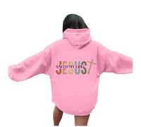 Sudaderas con capucha para mujer, diseño de Christian Jesus Saved My Life, estilo informal, a la moda, con diseño de dibujos animados de Pray The Lord Workou con capucha, ajuste holgado, gótico