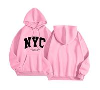 Sudaderas con capucha para mujer, diseño de dibujos animados, informales, lindas, esenciales, para adolescentes, ajuste holgado, con letras, suéteres cómodos, ropa de campo, otoño occidental, rosa