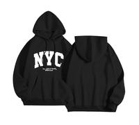 Sudaderas con capucha para mujer, diseño de dibujos animados, informales, lindas, esenciales, para adolescentes, ajuste holgado, con letras, suéteres cómodos, ropa de campo, otoño occidental, Negro, S
