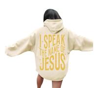 Sudaderas con capucha para mujer, diseño de Dios con texto en inglés "I Speak The Name of Jesus", estilo casual, manga larga, diseño de dibujos animados de otoño con capucha, para adolescentes, cuello
