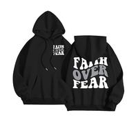 Sudaderas con capucha para mujer, diseño de Faith Over Fear con capucha, ajuste holgado, estilo cristiano, estilo Y2K, casual, verano, playa, con capucha, bonitas, vintage, lisas, cómodas, góticas