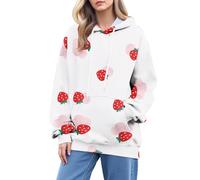 Sudaderas con capucha para mujer, diseño de fresa, flor, pez, tortuga marina, talla grande, bolsillos sueltos, sudadera con capucha para invierno, cómoda, casual, moderna, sudadera con capucha para