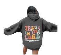 Sudaderas con capucha para mujer, diseño de Jesús con texto en inglés "Trust In The Lord", diseño de Jesús, ajuste holgado, estilo casual, con capucha, estilo Y2K, campestre, religioso, fe, bosques