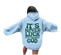 Sudaderas con capucha para mujer, diseño de Jesús It's Never It's Always God, manga larga, con letras cristianas, cómodas, suaves, con capucha, camisetas de fe para adolescentes, cuello redondo, ropa
