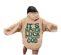 Sudaderas con capucha para mujer, diseño de Jesús It's Never It's Always God, manga larga, con letras cristianas, cómodas, suaves, con capucha, camisetas de fe para adolescentes, cuello redondo, ropa