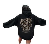 Sudaderas con capucha para mujer, diseño de Jesús Jesucristo te ama, con letras cristianas, ligeras, con gráfico de confianza en el Señor, con gráfico de otoño, casual, linda, estética, fe, Dios