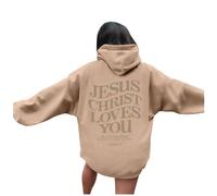 Sudaderas con capucha para mujer, diseño de Jesús Jesucristo te ama, con letras cristianas, ligeras, con gráfico de confianza en el Señor, con gráfico de otoño, casual, linda, estética, fe, Dios