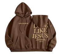Sudaderas con capucha para mujer, diseño de Jesús Love Like Jesus, con capucha, ligera, con texto en inglés "Pray The Lord Workou", con diseño de Dios Jesús salva y anime Comfort, marrón, XL