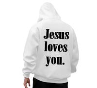 Sudaderas con capucha para mujer, diseño de letras con versículo, de gran tamaño, manga larga, bolsillos, con cordón, para exteriores, espuma, blanco, XXL