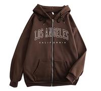 Sudaderas con capucha para mujer, diseño de Los Ángeles, California, Y2K, con cremallera, letras y capucha, diseño de anime 2025, ajuste holgado, con cremallera, estampado floral, suave, a la moda