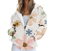 Sudaderas con capucha para mujer, diseño de mariposa, cremallera, flores de fresa, flores, bolsillos con cordón, chaquetas con cremallera, sudaderas con capucha para otoño, a la moda, para invierno