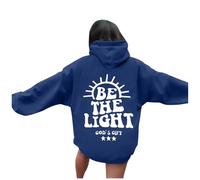 Sudaderas con capucha para mujer, diseño de texto "Be The Light", cuello redondo, diseño de Jesús, con diseño de letras de Dios, otoño, atlético, moderno, vintage, reza el Señor Jesús salve, ajuste