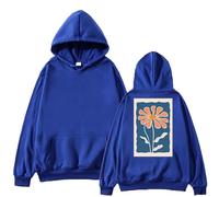 Sudaderas con capucha para mujer, diseño floral, amor, talla grande, bolsillo, cordón, sudadera con capucha para mujer, sudadera con capucha a la moda, cómoda, casual, invierno, azul oscuro, 4XL
