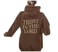 Sudaderas con capucha para mujer, diseño gótico cristiano de manga larga con texto en inglés "Jesus Trust In The Lord", ropa gráfica Y2K, suave, Pray The Lord Religious Essential Fashion Ladies