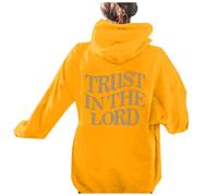 Sudaderas con capucha para mujer, diseño gótico cristiano de manga larga con texto en inglés "Jesus Trust In The Lord", ropa gráfica Y2K, suave, Pray The Lord Religious Essential Fashion Ladies