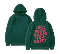 Sudaderas con capucha para mujer Do What Makes You Happy - Sudadera con capucha para otoño e invierno, cómoda, casual, a la moda, verde, S