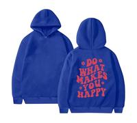 Sudaderas con capucha para mujer Do What Makes You Happy - Sudadera con capucha para otoño e invierno, cómoda, casual, a la moda, azul, S