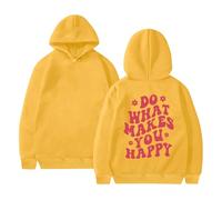 Sudaderas con capucha para mujer Do What Makes You Happy - Sudadera con capucha para otoño e invierno, cómoda, casual, a la moda, amarillo, XXL