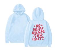 Sudaderas con capucha para mujer Do What Makes You Happy - Sudadera con capucha para otoño e invierno, cómoda, casual, a la moda, azul celeste, M