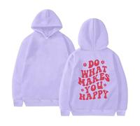 Sudaderas con capucha para mujer Do What Makes You Happy - Sudadera con capucha para otoño e invierno, cómoda, casual, a la moda, Morado (, M