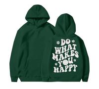 Sudaderas con capucha para mujer Do What Makes You Happy, talla grande, bolsillo, cordón, sudaderas con capucha para mujer, cómodas sudaderas casuales para otoño e invierno, a la moda, verde, L