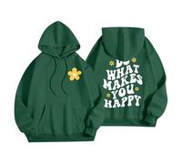 Sudaderas con capucha para mujer Do What Makes You Happy, talla grande, bolsillo, cordón, sudaderas con capucha para mujer, cómodas y casuales, para otoño e invierno, a la moda, verde, 4XL