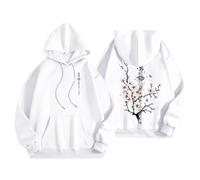 Sudaderas con capucha para mujer, estampado japonés, en la espalda y en la parte delantera, con capucha para mujer, deporte, informal, transpirable, sudaderas, de manga larga, sudaderas, sudaderas