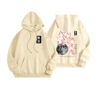 Sudaderas con capucha para mujer, estampado japonés, en la espalda y en la parte delantera, con capucha para mujer, deporte, informal, sudaderas, suéteres y sudaderas, otoño e invierno, sudaderas