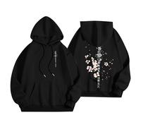 Sudaderas con capucha para mujer, estampado japonés, en la espalda y en la parte delantera, con capucha para mujer, deporte, informal, suéter, de manga larga, sudaderas, otoño, invierno, sudaderas