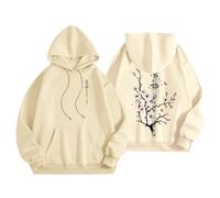 Sudaderas con capucha para mujer, estampado japonés, en la espalda y en la parte delantera, con capucha para mujer, deporte, informal, transpirable, sudaderas, de manga larga, sudaderas, sudaderas