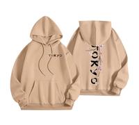 Sudaderas con capucha para mujer, estampado japonés, en la espalda y en la parte delantera, con capucha para mujer, deporte, informal, suéter, de manga larga, suéteres, chalecos y sudaderas