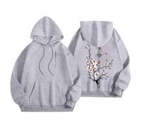 Sudaderas con capucha para mujer, estampado japonés, en la espalda y en la parte delantera, con capucha para mujer, deporte, informal, transpirable, sudaderas, de manga larga, sudaderas, sudaderas