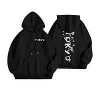 Sudaderas con capucha para mujer, estampado japonés, en la espalda y en la parte delantera, con capucha para mujer, deporte, informal, suéteres, chalecos y sudaderas de manga larga, suéter