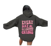Sudaderas con capucha para mujer Every Day Is A Second Chance, estética, para otoño, playa, casual, con capucha, con gráficos, a la moda, con diseños, sin botones, ajuste holgado, vintage, Y2K