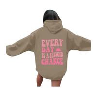 Sudaderas con capucha para mujer Every Day Is A Second Chance Graphic Workou con capucha de dibujos animados a la moda, casual, ropa de playa, cómoda, ligera, divertida, Y2K, gótica, ajuste holgado