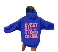 Sudaderas con capucha para mujer Every Day Is A Second Chance Graphic Workou con capucha de dibujos animados a la moda, casual, ropa de playa, cómoda, ligera, divertida, Y2K, gótica, ajuste holgado