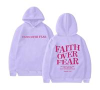 Sudaderas con capucha para mujer Faith Over Fear The Lord Is On My Side I Will Not Fear What Can Man Do To Me, sudadera con capucha para mujer, sudadera con capucha para otoño, sudadera con capucha