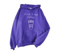 Sudaderas con capucha para mujer, First I Need Coffee, bolsillos con cordón para mujer, sudadera con capucha moderna para invierno y otoño, cómoda sudadera con capucha casual, hot pink, XL