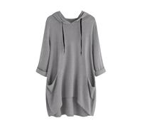Sudaderas con capucha para mujer, holgadas, ligeras, tipo túnica, de gran tamaño, con bolsillos, lisas, casuales, largas, gris, 5XL
