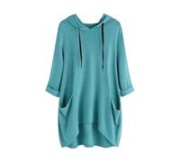 Sudaderas con capucha para mujer, holgadas, ligeras, tipo túnica, de gran tamaño, con bolsillos, lisas, casuales, largas, Bu1., L